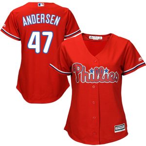 Superb Phillies #47 Larry Andersen Red Alternate Women's Stitched MLB Jersey Sports enthusiasts seize this opportunity Order now to feel the game excitement