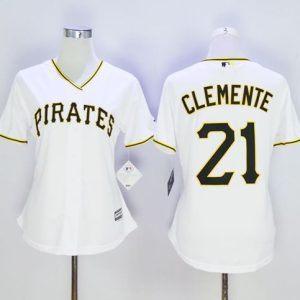 Superb Pirates #21 Roberto Clemente White Women's Home Stitched MLB Jersey For a short time available Grab yours quickly to own a team jersey