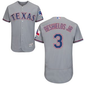 Superb Rangers #3 Delino DeShields Jr. Grey Flexbase Authentic Collection Stitched MLB Jersey