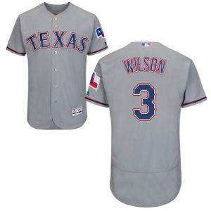 Superb Rangers #3 Russell Wilson Grey Flexbase Authentic Collection Stitched MLB Jersey