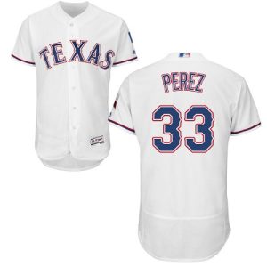 Superb Rangers #33 Martin Perez White Flexbase Authentic Collection Stitched MLB Jersey