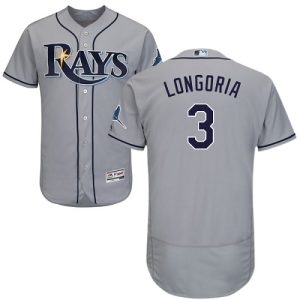 Superb Rays #3 Evan Longoria Grey Flexbase Authentic Collection Stitched MLB Jersey