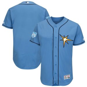 Superb Rays Blank Light Blue 2019 Spring Training Flex Base Stitched MLB Jersey