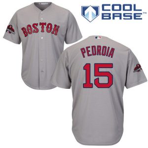 Superb Red Sox #15 Dustin Pedroia Grey Cool Base 2018 World Series Champions Stitched Youth MLB Jersey Sports fans this is your chance Order soon to be part of the action