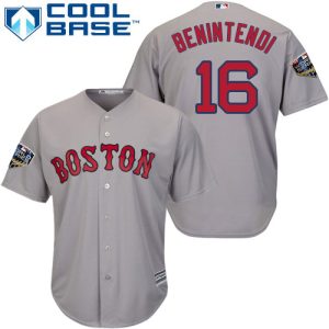 Superb Red Sox #16 Andrew Benintendi Grey New Cool Base 2018 World Series Stitched MLB Jersey