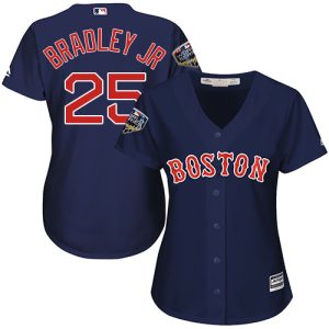 Superb Red Sox #25 Jackie Bradley Jr Navy Blue Alternate 2018 World Series Women's Stitched MLB Jersey For a short time available Grab yours quickly to own a team jersey
