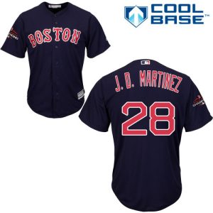 Superb Red Sox #28 J. D. Martinez Navy Blue New Cool Base 2018 World Series Champions Stitched MLB Jersey