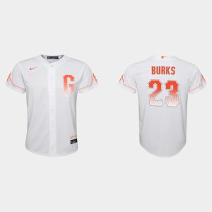 Superb San Francisco Giants #23 Ellis Burks Youth 2021 City Connect White Jersey Sports fans this is your chance Order soon to be part of the action