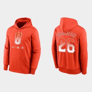 Superb San Francisco Giants #26 Anthony Desclafani Men's 2021 City Connect Therma Pullover Orange Hoodie