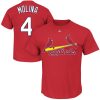 Superb St. Louis Cardinals #4 Yadier Molina Majestic Official Name and Number T Shirt Red
