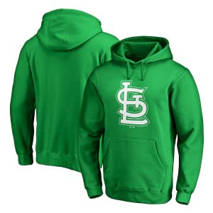 Superb St. Louis Cardinals Majestic St. Patrick's Day White Logo Pullover Hoodie Kelly Green