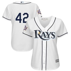 Superb Tampa Bay Rays #42 Majestic Women's 2019 Jackie Robinson Day Official Cool Base Jersey White Collectors this is a must have Add it to your collection by ordering