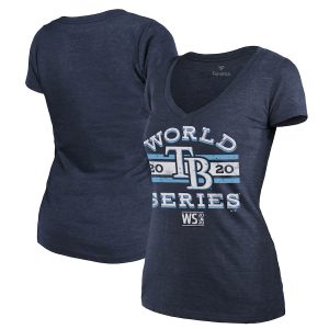 Superb Tampa Bay Rays Women's 2020 World Series Bound Contact V Neck T Shirt Navy Be among the first buyers Order now to enjoy top notch quality