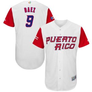 Superb Team Puerto Rico #9 Javier Baez White 2017 World MLB Classic Authentic Stitched MLB Jersey
