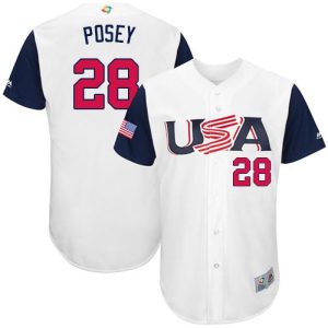Superb Team USA #28 Buster Posey White 2017 World MLB Classic Authentic Stitched Youth MLB Jersey With high demand Don't miss out Order now to wear your team colors
