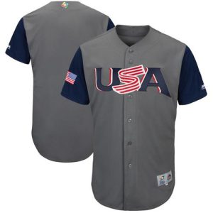 Superb Team USA Blank Gray 2017 World MLB Classic Authentic Stitched MLB Jersey