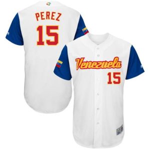 Superb Team Venezuela #15 Salvador Perez White 2017 World MLB Classic Authentic Stitched MLB Jersey