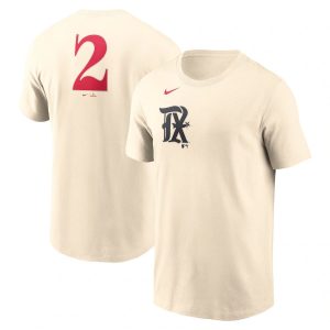 Impressive Texas Rangers #2 Marcus Semien Men's Nike Cream 2023 City Connect Name & Number T Shirt Retailers boost your inventory Order now to meet customer demand