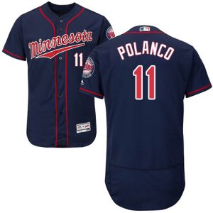 Superb Twins #11 Jorge Polanco Navy Blue Flexbase Authentic Collection Stitched MLB Jersey