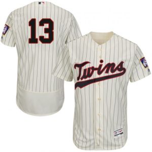 Superb Twins #13 Ehire Adrianza Cream Strip Flexbase Authentic Collection Stitched MLB Jersey