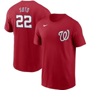 Superb Washington Nationals #22 Juan Soto Nike Name & Number T Shirt Red Sports enthusiasts seize this opportunity Order now to feel the game excitement