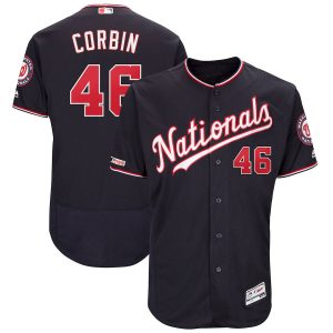 Superb Washington Nationals #46 Patrick Corbin Majestic Alternate Authentic Collection Flex Base Player Jersey Navy