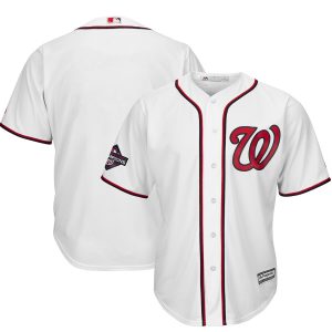 Superb Washington Nationals Majestic 2019 World Series Champions Home Cool Base Patch Jersey White