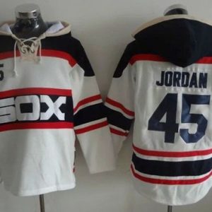Superb White Sox #45 Michael Jordan White Sawyer Hooded Sweatshirt Alternate Home MLB Hoodie