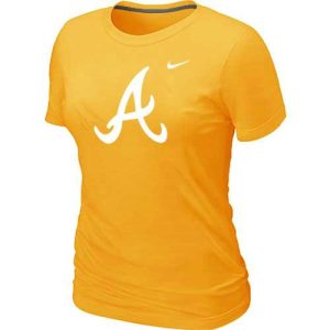 Superb Women's Atlanta Braves Heathered Nike Yellow Blended T Shirt