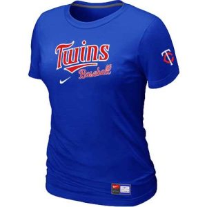 Superb Women's Minnesota Twins Nike Short Sleeve Practice MLB T Shirt Blue