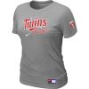 Superb Women's Minnesota Twins Nike Short Sleeve Practice MLB T Shirt Light Grey