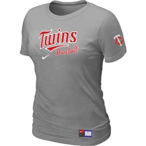 Superb Women's Minnesota Twins Nike Short Sleeve Practice MLB T Shirt Light Grey