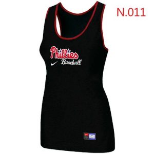 Superb Women's Nike Philadelphia Phillies Tri Blend Racerback Stretch Tank Top Black