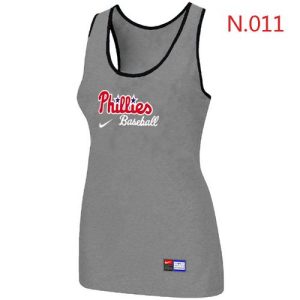 Superb Women's Nike Philadelphia Phillies Tri Blend Racerback Stretch Tank Top Light Grey