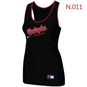 Superb Women's Nike Washington Nationals Tri Blend Racerback Stretch Tank Top Black