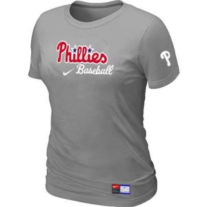 Superb Women's Philadelphia Phillies Nike Short Sleeve Practice MLB T Shirt Light Grey